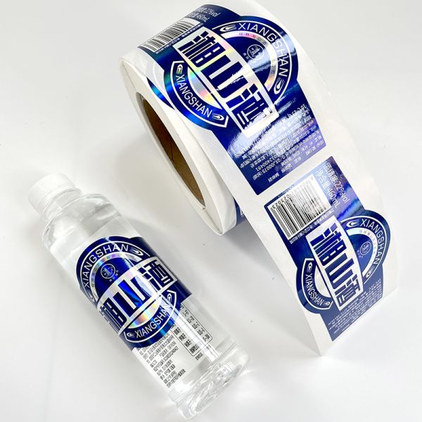 Custom Printed Silver Hologram Vinyl Label Roll Waterproof Beer Bottle Can Sticker with Logo for Packaging and Craft Use