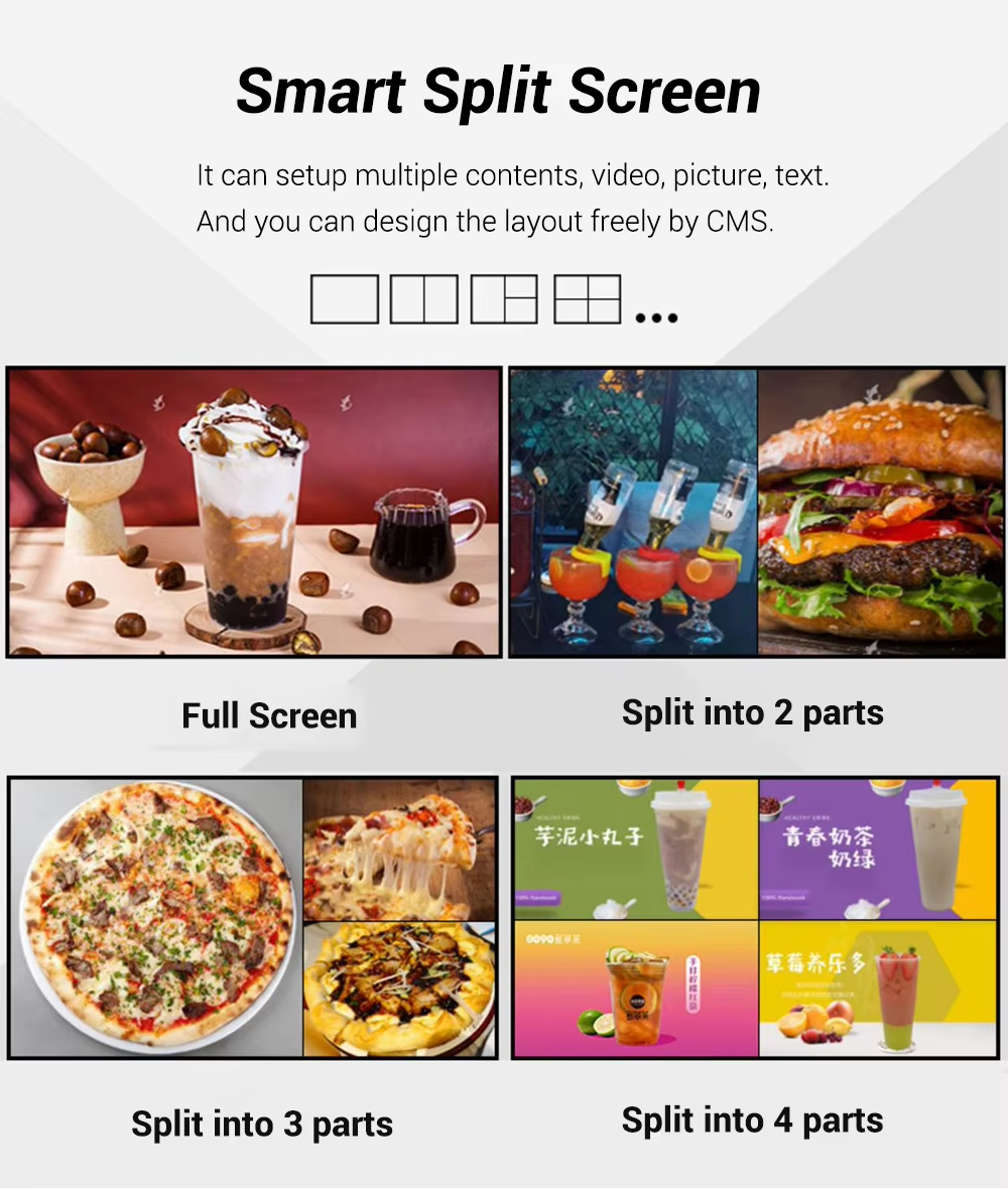 10.1 32 Inch Small Digital Signage Electronic LED Advertising Screens for Card Taxi Bus Elevator Restaurant Cafe