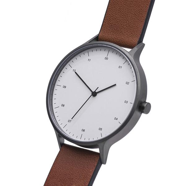 Minimalist Brown Leather Band Watch , Mens Designer Watches Brown Leather Strap