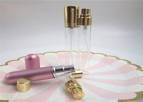 Travel Set Round Refillable 10ml Glass Perfume Spray Bottles With Silver Gold Cap