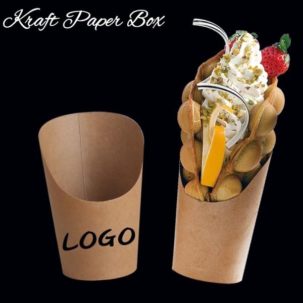Double Corrugated Paper Cup Eco Friendly 14oz / 16oz Kraft Fast Food Box for Takeaway