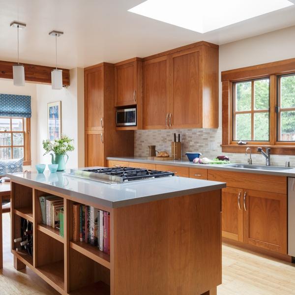 Brown Shaker Solid Wood Kitchen Cabinet Assemble Wood Texture