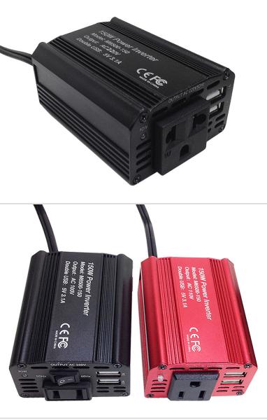 Red Color 150W Car Power Inverter 12V Dc Car Inverter Dc To Ac Power Inverter For Car Battery 150W Pure Sine Wave