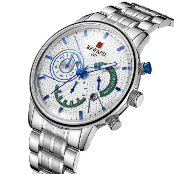 Stainless Steel Chain Mens Metal Strap Watches , Chronograph Mesh Wristband Watch