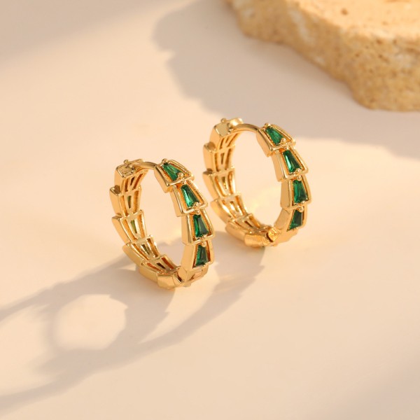 High Quality Gold Plated Brass Earrings Colored Zircon Earrings Fashion Women's Earrings Jewelry Accessories