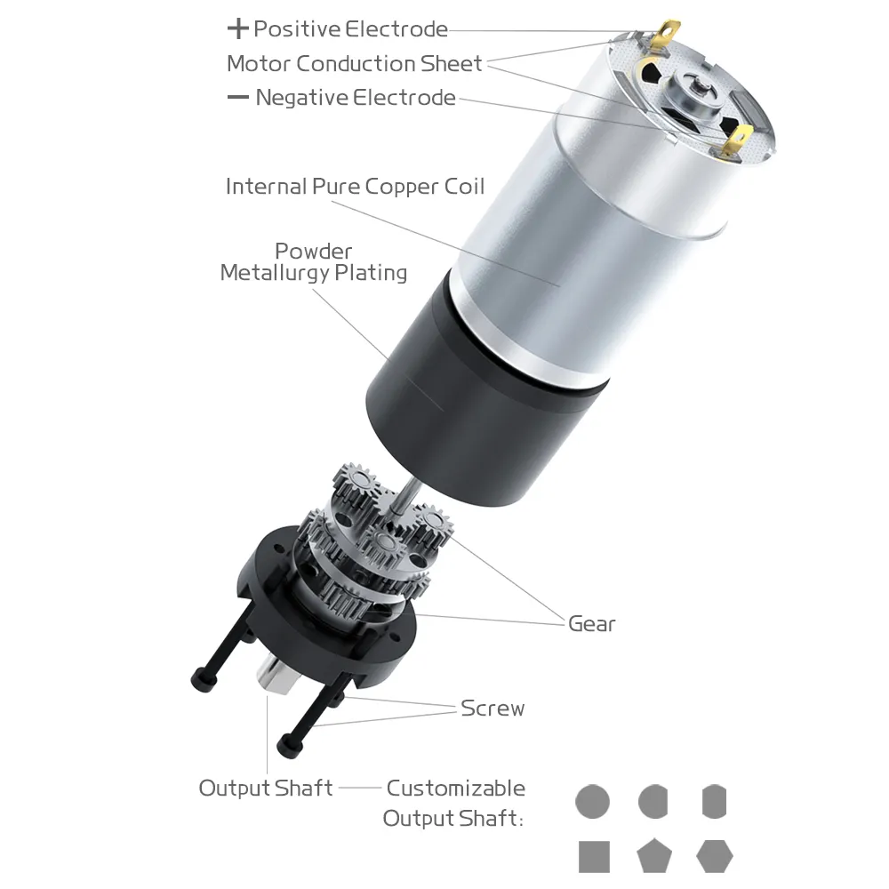 FT-36PGM555 12v 24 Volt Low Speed High Torque High Precision High Efficiency Sun Planet Gear Structure Reduction Motor