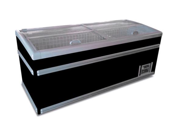Exibição comercial do supermercado Ilha Cesto congelador Vitrine Refrigerador com porta de vidro