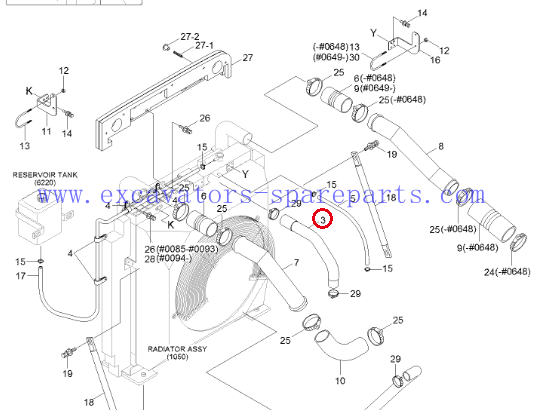 Шланг радиатора верхнее 11Q6-44010 для экскаватора R210LC9 R250LC9 R290LC9
