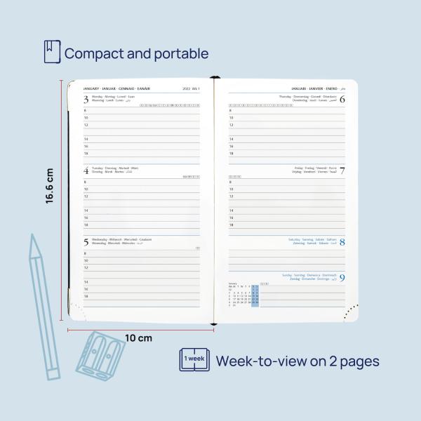 100 GSM Papel Marfim Planejador Acadêmico Pequeno 2023 Marrom 2 Páginas por Semana