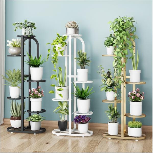 4 Tier Plant Stand Flower Pot Rack , Wrought Iron Corridor Plant Rack