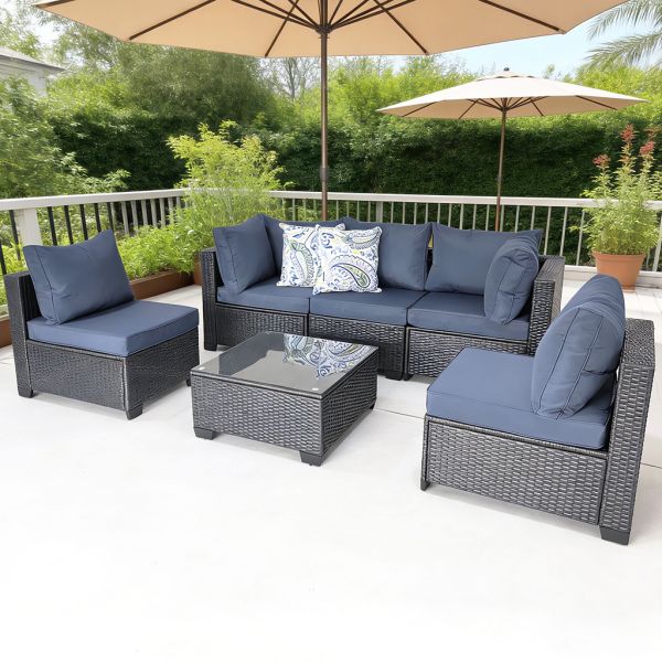 Factory Wholesale Free Combination Rattan Coffee Table and Chairs Set Garden Outdoor Furniture Steel Wicker Sofa Sets