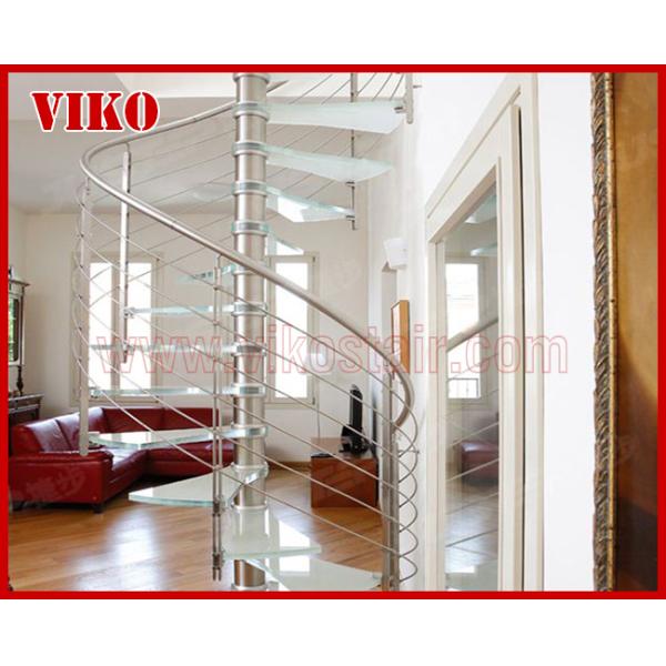 Spiral StaircaseVH34S Tread Glass Aluminum  Baluster  Stair Curved Glass Handrail 304 Stainless Steel 12mm Glass