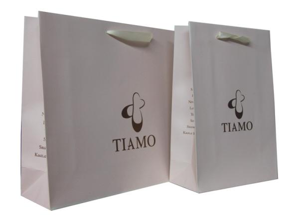 Cute Tiamo Pink Paper Carrier Bag Ribbion Handle For Packing Lady Shoes