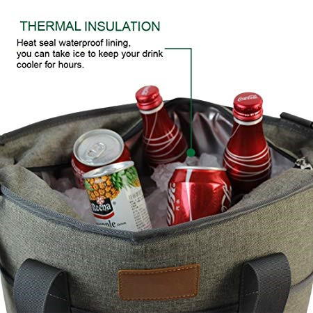 25 CAN Waterproof Insulated Cooler Carry Bag , Outdoor Picnic Cooler Tote Bag