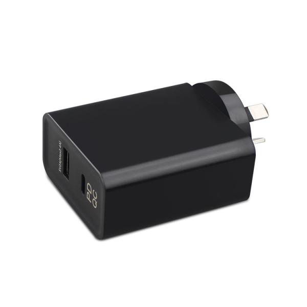 45W GaN PD Fast Charger EU Plug with 1 USB-C and 1 USB-A Port