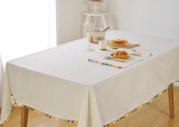 Customized Personalized Fashion Gifts Polyester Handmade Decor White Table Cloth