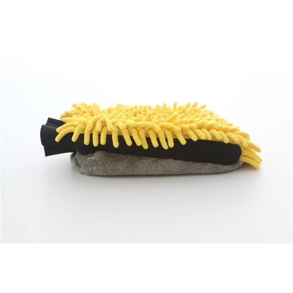 yellow/grey color microfiber plush chenille car cleaning detailing house cleaning wash mitts/gloves