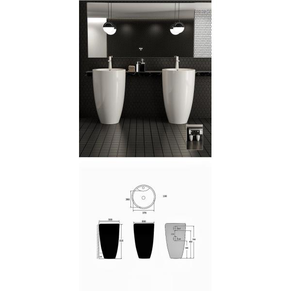 Hotel Sturdy Round Full Pedestal Wash Basin Free Standing 500*500*830mm