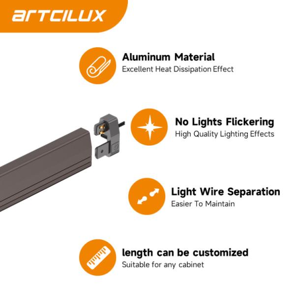 A260C Front Laminate Lights PC Aluminum Alloy Ra≥90 Triple Color Temperature DC12V/24V 5W/7.5W/10W SMD2219/120pcs/m Surface Mounted