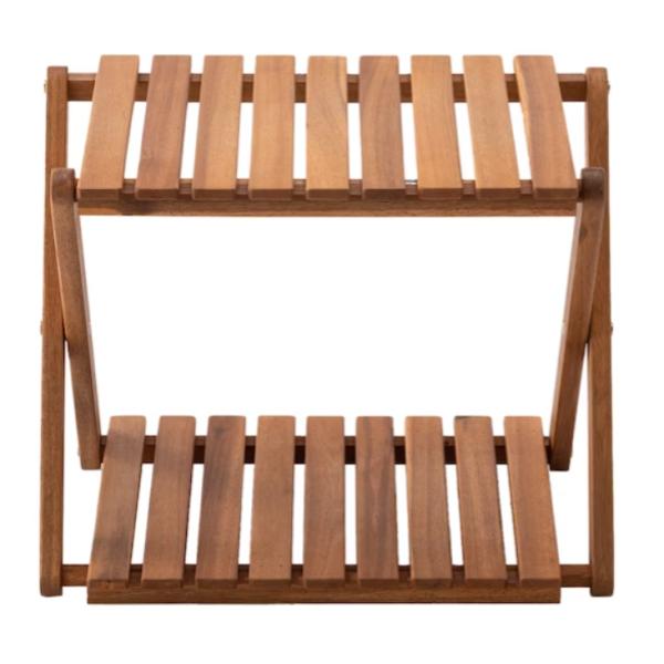 Two Level 47.5x30x38cm Bamboo Folding Shoe Rack Outdoor Storage