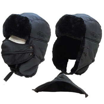 Blue / Grey Warm Hat With Ear Flaps , Fox Fur Outdoor Winter Hats For Men