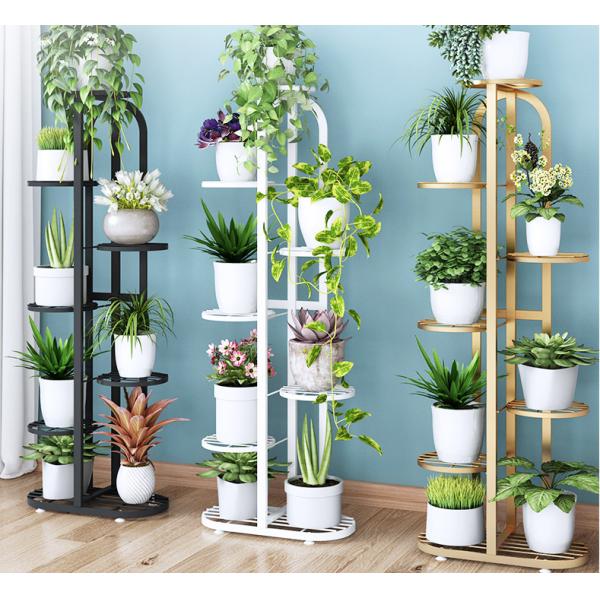 4 Tier Plant Stand Flower Pot Rack , Wrought Iron Corridor Plant Rack