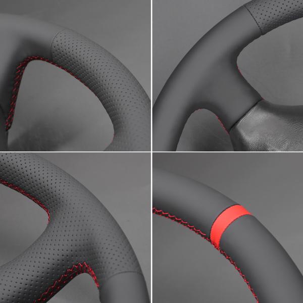 High quality customized hand stitching black leather steering wheel cover for Chevrolet Chevy Silverado 500 1999-2002