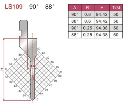 LS109 90 Degree Amada Press Brake Straight Punch For Sheet Metal Bending