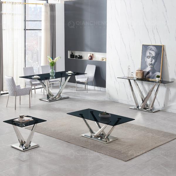 Закаленный стеклянный обеденный стол ноги металла установил домашнюю мебель с 8 Seater