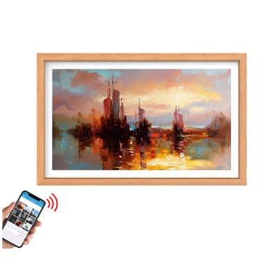 Parede HD 23,8  24  LCD sinalização publicitária tela de vídeo com quadro de madeira, incluindo suporte de montagem