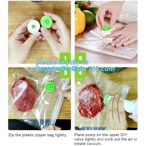 Disposable Transparent Vacuum Sealer Food Storage Plastic Packaging Roll Bag for Food Sealed, Textured Food Freshness St