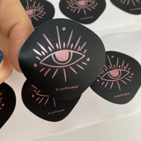 China Factory WholeSale Waterproof Custom Label Special Shape Black Rose Gold Logo Adhesive Stickers
