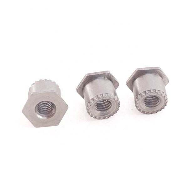 Metric Stainless Steel Annular Serrated Rivet Stud Hex Head Fully Threaded Polished