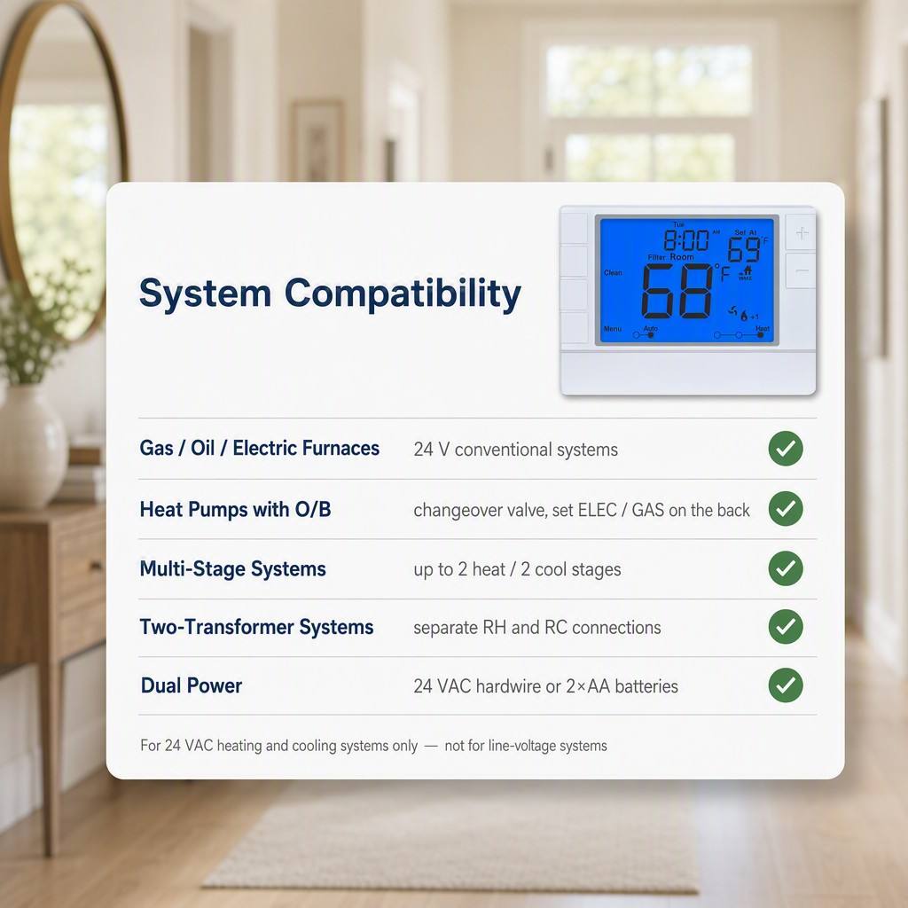 Coiiwsei Blue LCD Display Intelligent Temperature Controller for Indoor in Hotels and Houses