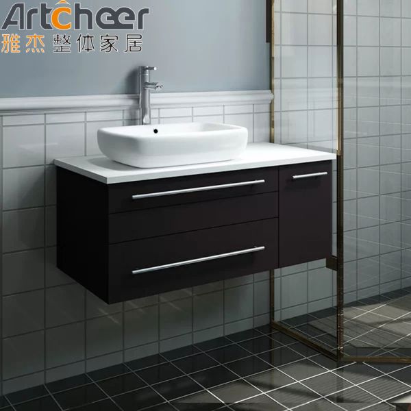 French Style Marble Basin Bathroom Vanity Combo with Smart Mirror and Ceramic Sink