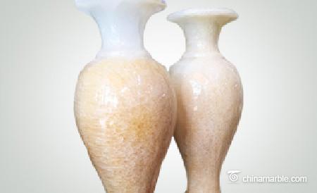 China marble Stone Handicrafts High Brightness Marble Flower Pot Decorative Artwork Customized Shaped / Size