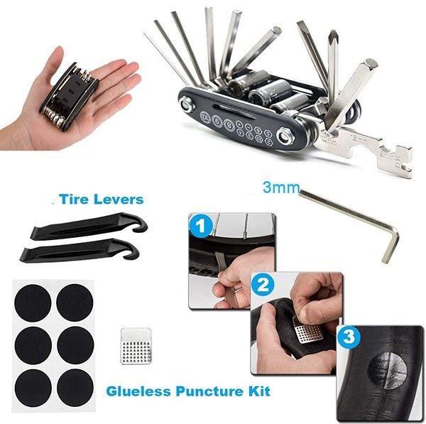 Bike Repair Tool Kit - 16 in 1 Bicycle Multitool Mountain Bike Tool Cycling Maintenance, Bike Hex Key Wrench