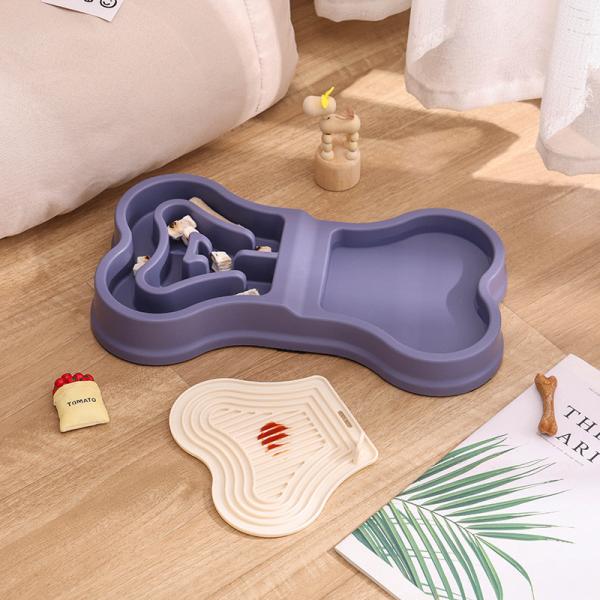 Bone-Shaped Slow Feeder Dog Bowl | Anti-Slip Pet Puzzle Bowl for Healthy Eating | PP Material Lick Mat & Interactive Feeding Mat for Dogs and Cats | 34.7cm Large