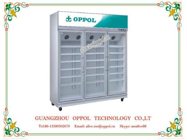 OP-904 OEM Design Factory Price Triple Solid Doors Upright Display Freezer
