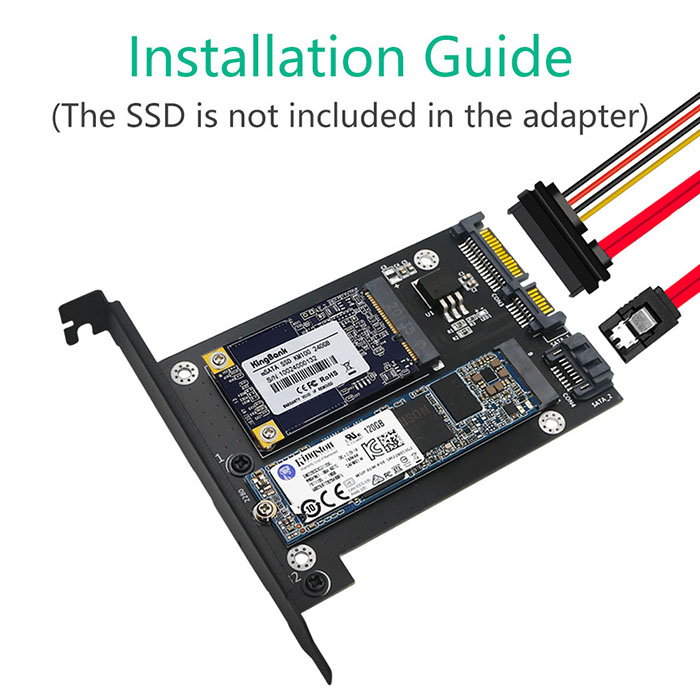 2 в 1 MSATA/SSD M.2 NGFF, который нужно удвоить переходник SATA3 с полным кронштейном профиля высоты
