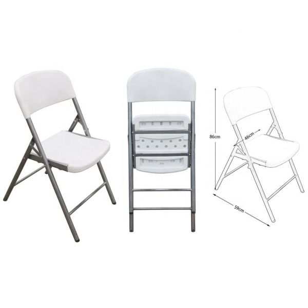Белый портативный пластиковый стул пикника открытого сада рамки металла складывая стула