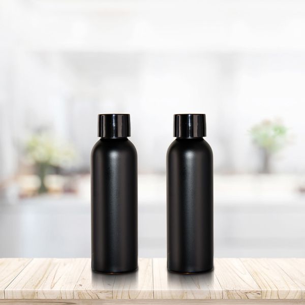 Travel 60ml Boston Round Hair Care Bottle Plastic Containers Custom Black Color