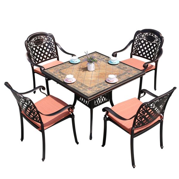 Outdoor Furniture Garden Dining Set Round Cast Aluminum Set with Customizable Options