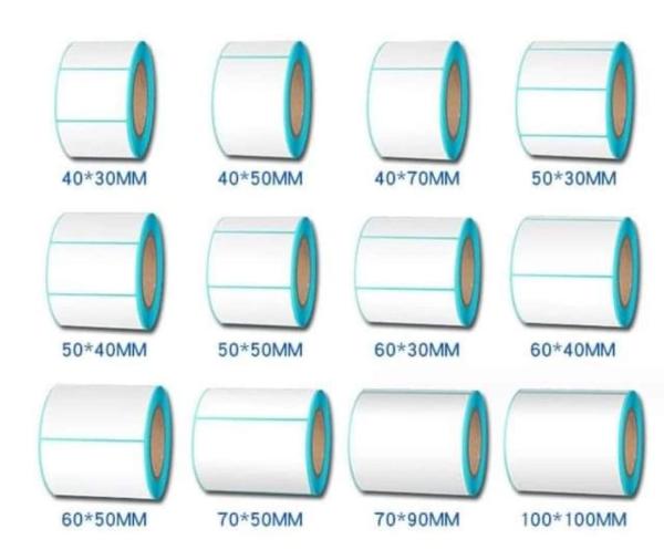 Blue Color Glassine Liner Customized Adhesive Thermal Sticker Scale Sticker Blank Thermal Sticker