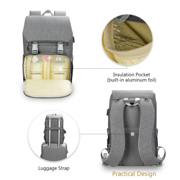 Waterproof Mommy Diaper Bag Large Capacity Backpack Organizer Multifunction Baby Bags With Stroller Strap For Mom&Dad