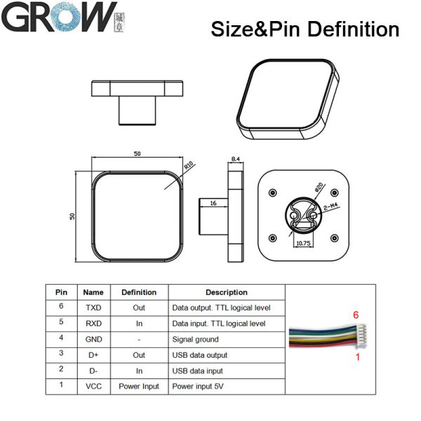 GROW GM811 серия DC5V 1d 2D USB UART интерфейс Сканер штрих-кода Модуль чтения Поддержка Windows Arduino PDF417