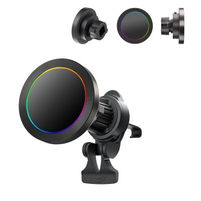 Ultra Small Diameter Magnetic Wireless Car Charger With Aluminium Alloy Texture And One Hand Operation For Automotive