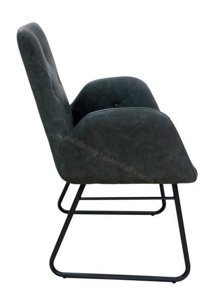 Textured PU Dining Chair High Density Sponge Washable Grey Fabric Shell