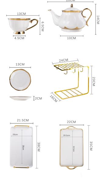 Stylish Luxury Gold Rim Coffee Cup Set Ceramic Tea Cup Coffee Mug And Saucer