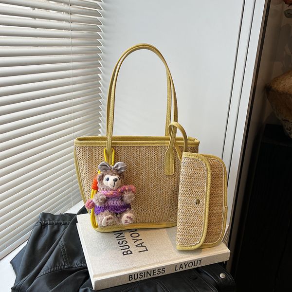 Crochet Raffia Pouch Clutch Stylish Straw Wicker Beach Bag For Summer Weddings Parties Bag Mesh Luxury Women Handmade Handbags Raffia Beach Market Shopping Bag